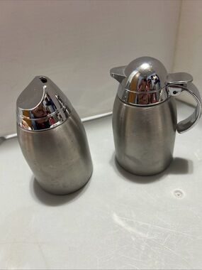 Stainless Steel Creamer and Sugar Dispenser Set - Silver